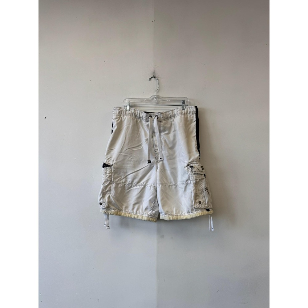 Abercrombie & Fitch Mens 36 White Cargo Pockets Drawstring Baggy Lined Beach